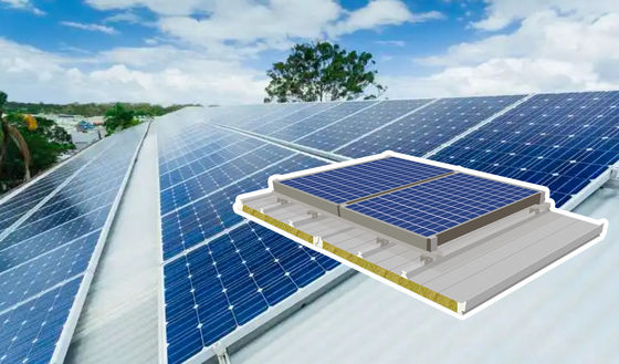Panneau de toit photovoltaïque de longueur personnalisable avec noyau en laine en verre PU et largeur de 1000 mm
