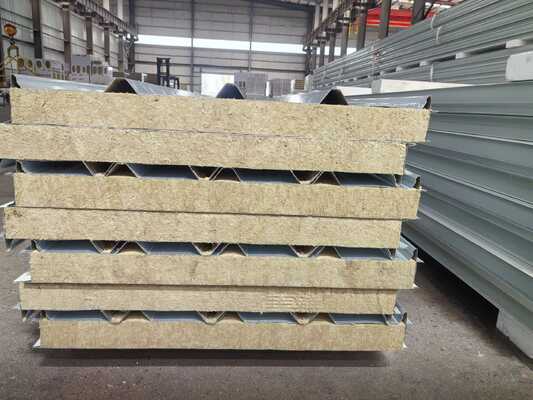 Rockwool Roof Sandwich Panel with 12 Meters Length, 0.035 W/m·K Thermalconductivity and Grade A Fireproof for Energy Insulation
